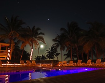 Moon rise over the pool